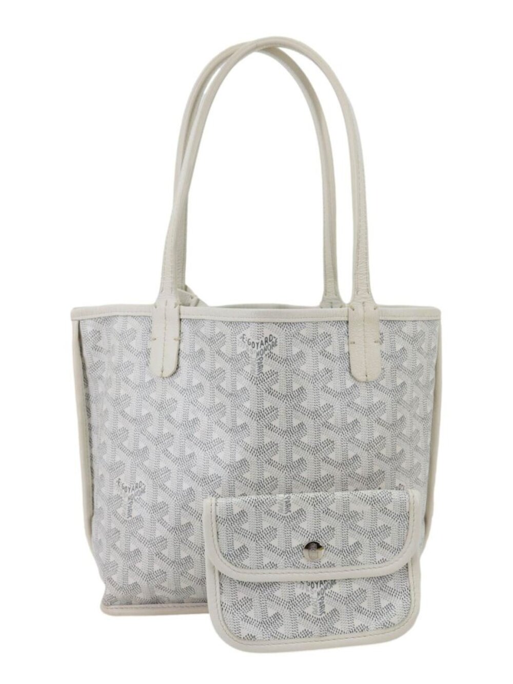 Goyard  Anjou Mini Canvas Tote Shoulder Bag White